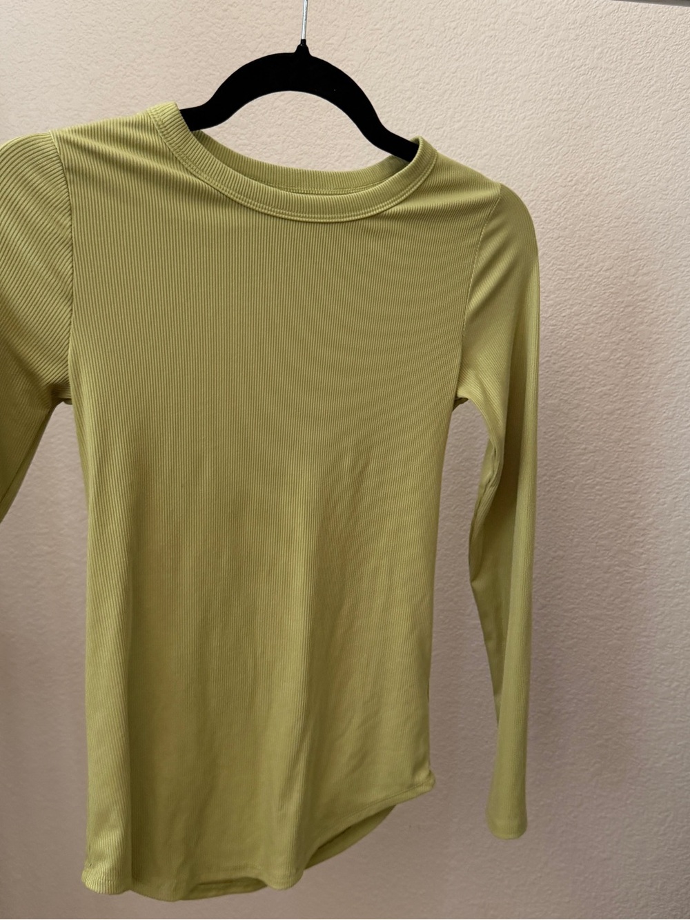 No Boundaries Long Sleeve Ribbed Top - Light Green